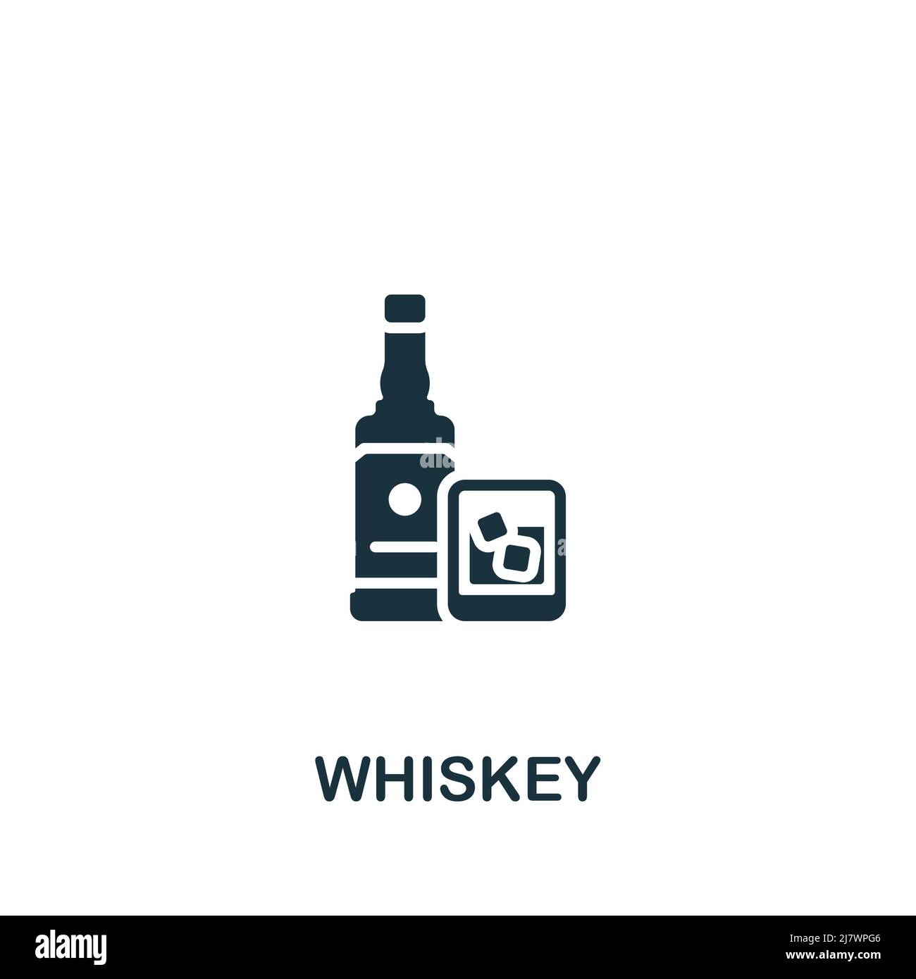 Icona a forma di whiskey. Icona bevande semplici monocromatiche per modelli, web design e infografiche Illustrazione Vettoriale