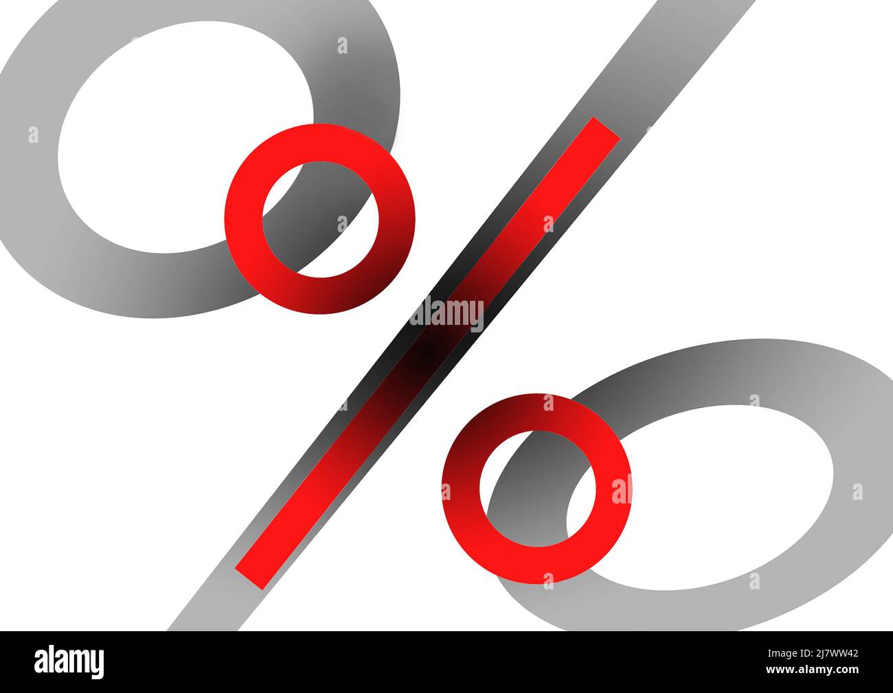 Icona percentuale su sfondo bianco nel rendering 3D Foto Stock