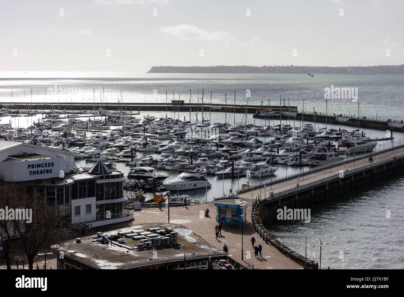 Vista sul porto di Torquay, Devon, Regno Unito Foto Stock