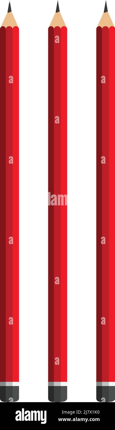 tre matite rosse isolate su sfondo bianco Illustrazione Vettoriale