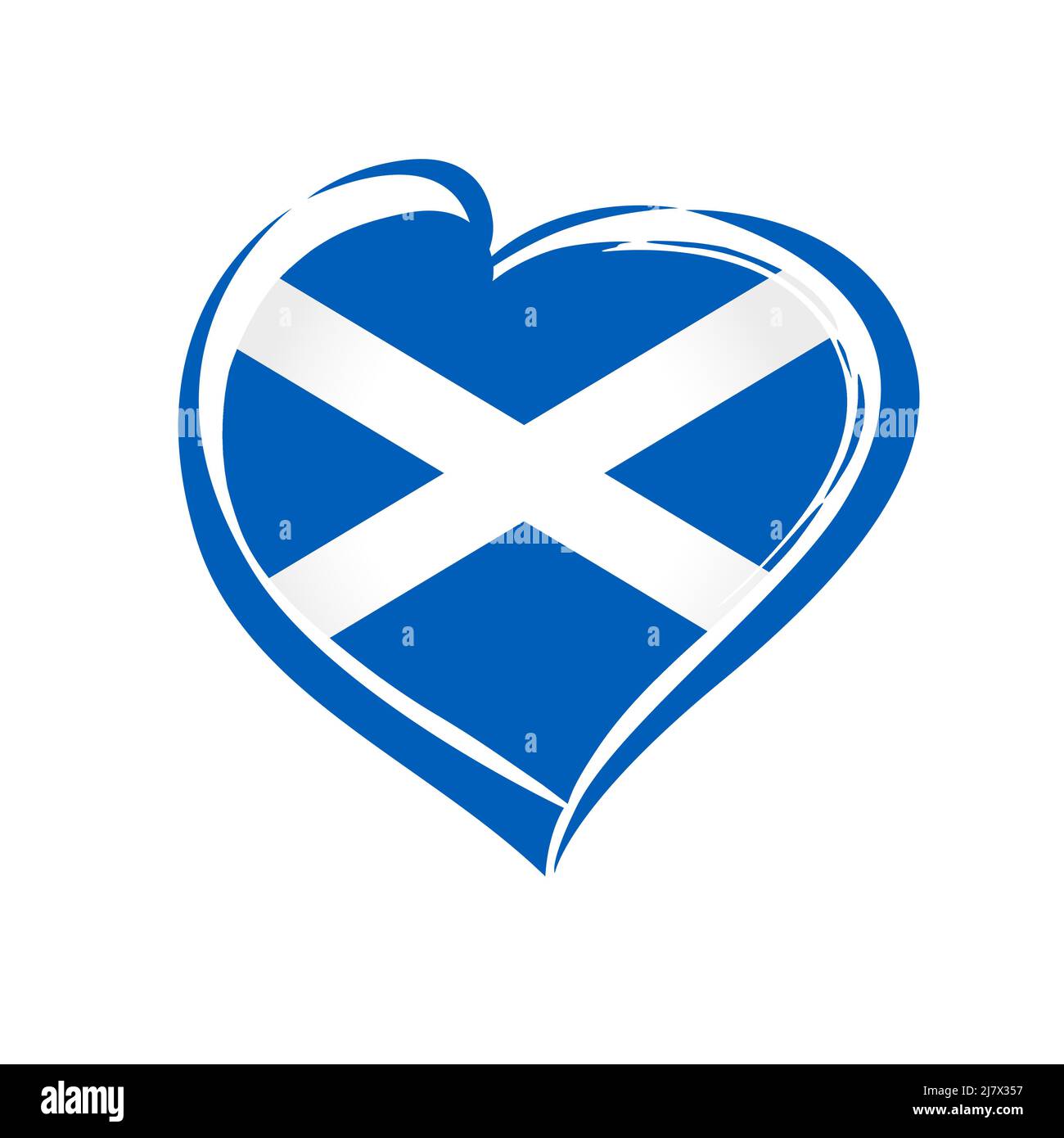 Simbolo Love Scotland con cuore nei colori della bandiera. Festa nazionale scozzese. Illustrazione vettoriale Illustrazione Vettoriale