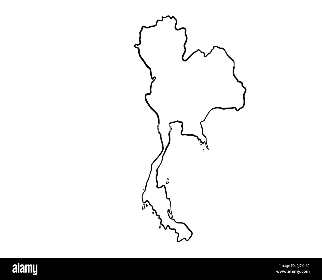 Thailandia - disegno a mano mappa llustration Foto Stock