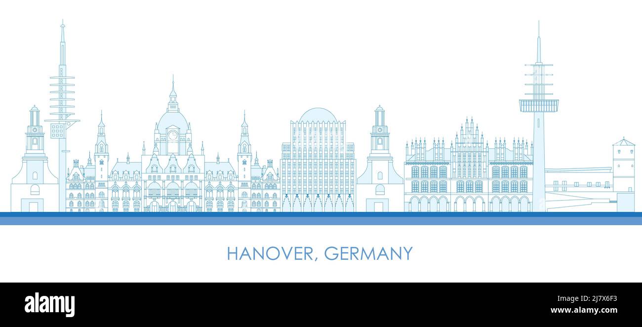 Profilo panorama Skyline della città di Hannover, Germania - illustrazione vettoriale Illustrazione Vettoriale