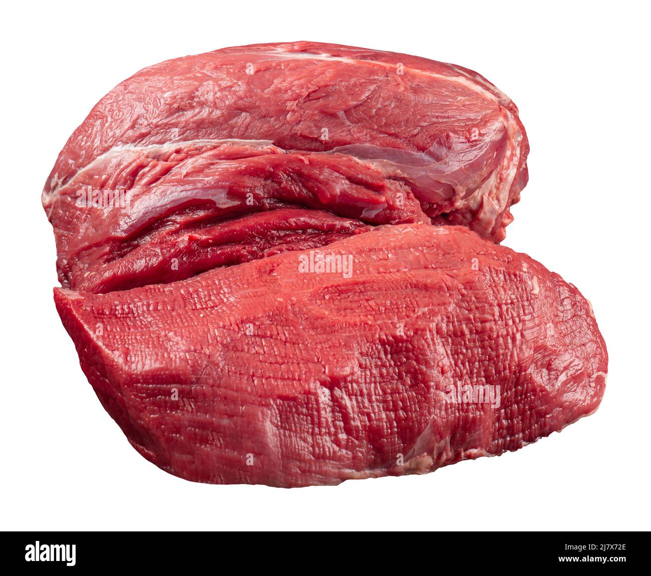 Filetto di manzo grezzo isolato, crudo, di carne groppa Foto Stock