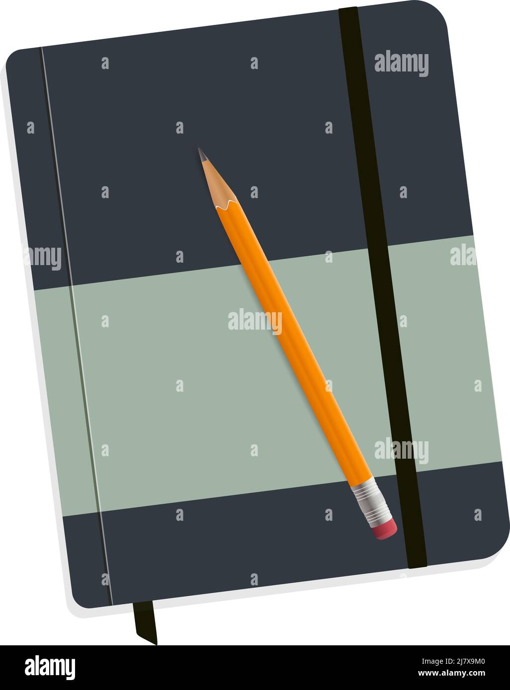 diario o diario con matita su sfondo bianco, illustrazione vettoriale Illustrazione Vettoriale