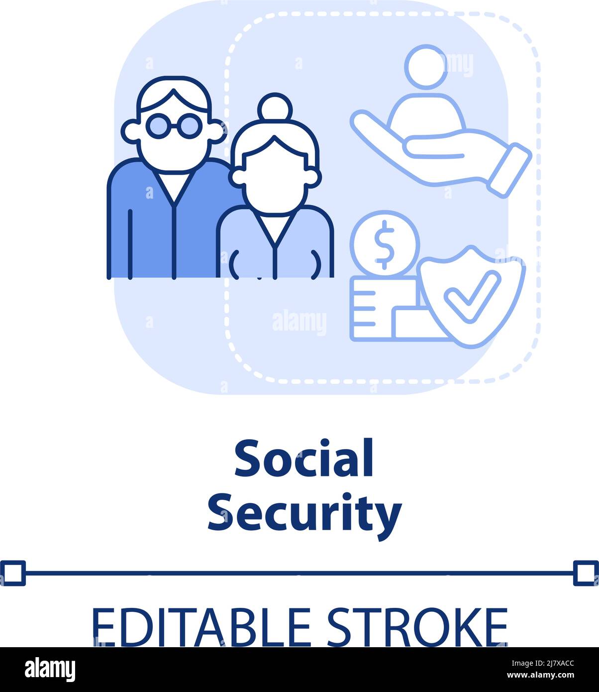 Icona del concetto di sicurezza sociale blu chiaro Illustrazione Vettoriale