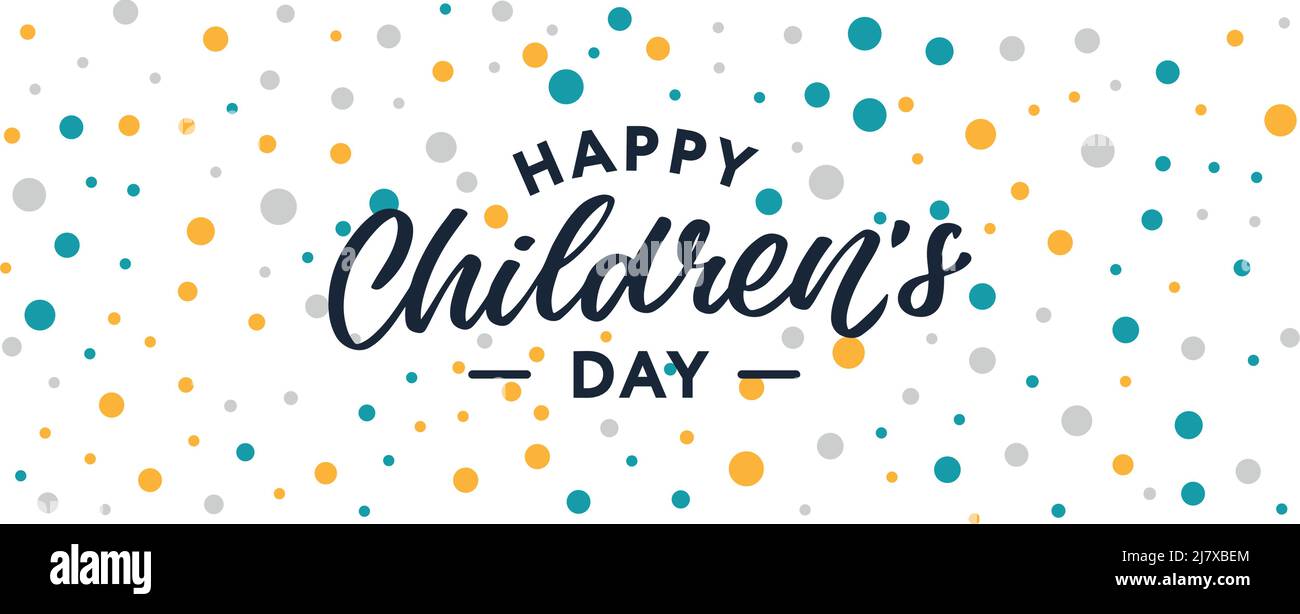 Buon giorno dei bambini. Frase vacanza. Lettere vettoriali disegnate a mano Illustrazione Vettoriale