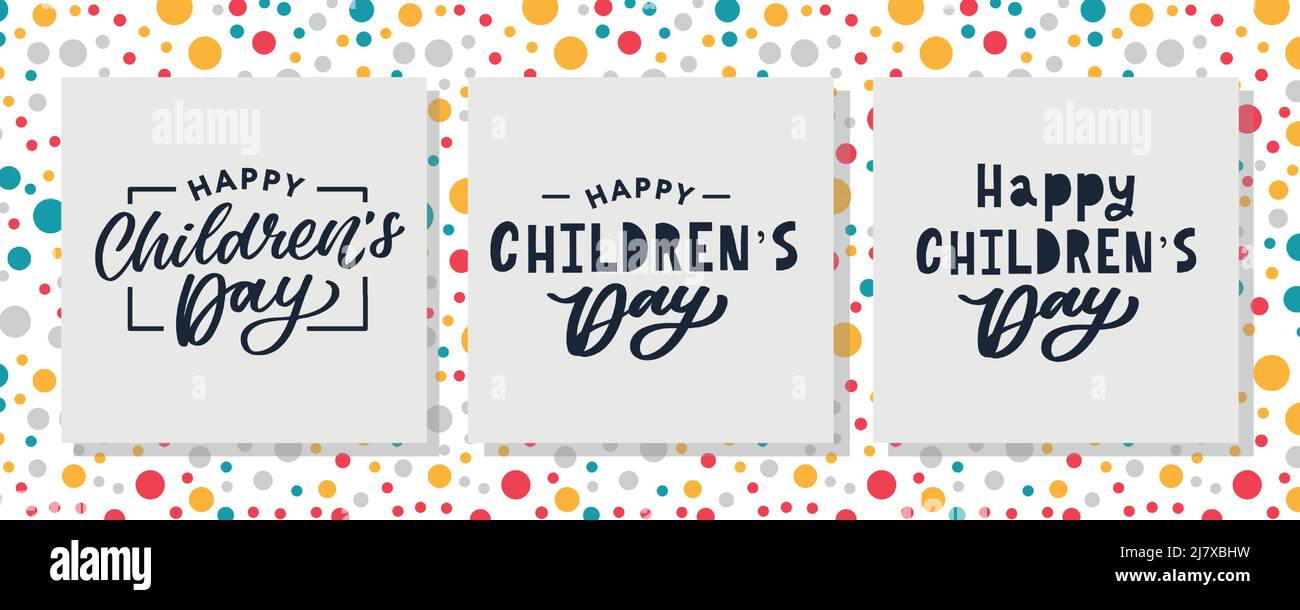 Buon giorno dei bambini. Frase vacanza. Lettere vettoriali disegnate a mano Illustrazione Vettoriale