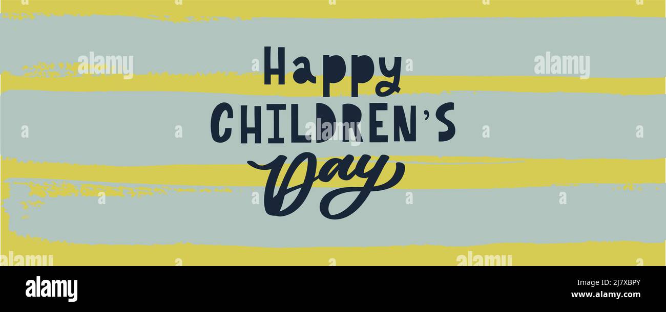 Buon giorno dei bambini. Frase vacanza. Lettere vettoriali disegnate a mano Illustrazione Vettoriale