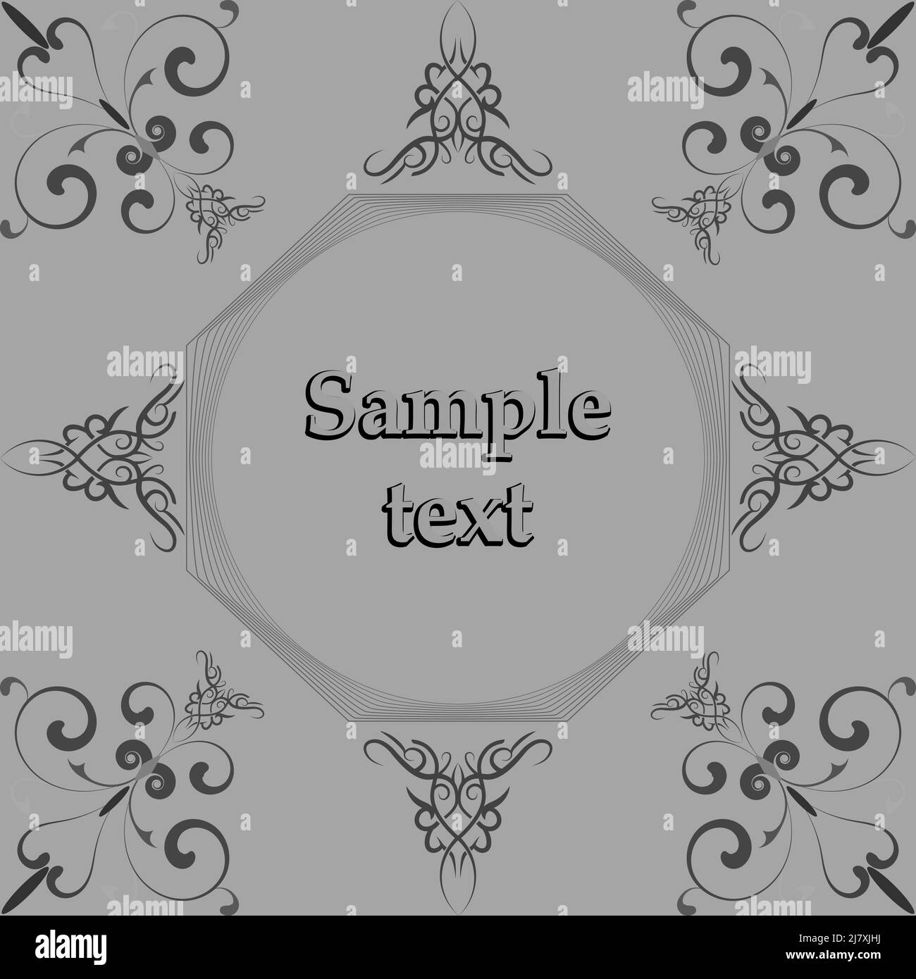 Cornice per il testo con un motivo monocromatico in stile arabo e asiatico. La cornice è progettata per colori grunge per i testi di invito, festivo, di congratulazioni. Illustrazione Vettoriale