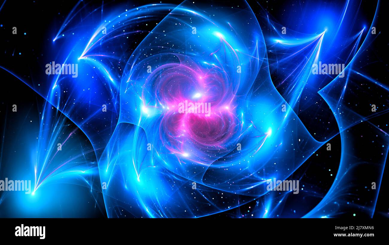 Energia eterea brillante blu nello spazio, sfondo astratto generato dal computer, rendering 3D Foto Stock