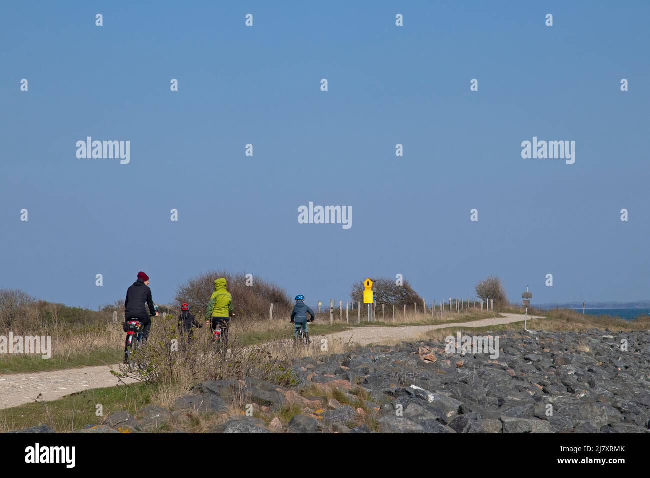 Ciclisti, riserva naturale Geltinger Birk, Gelting, Schleswig-Holstein, Germania Foto Stock