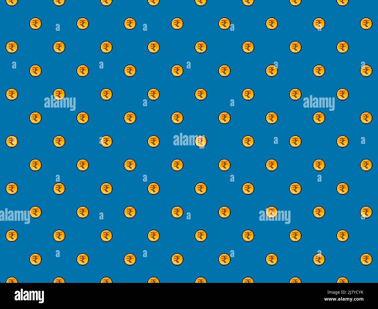 Pixel Rupee Coin background - motivo senza giunture ad alta risoluzione Foto Stock