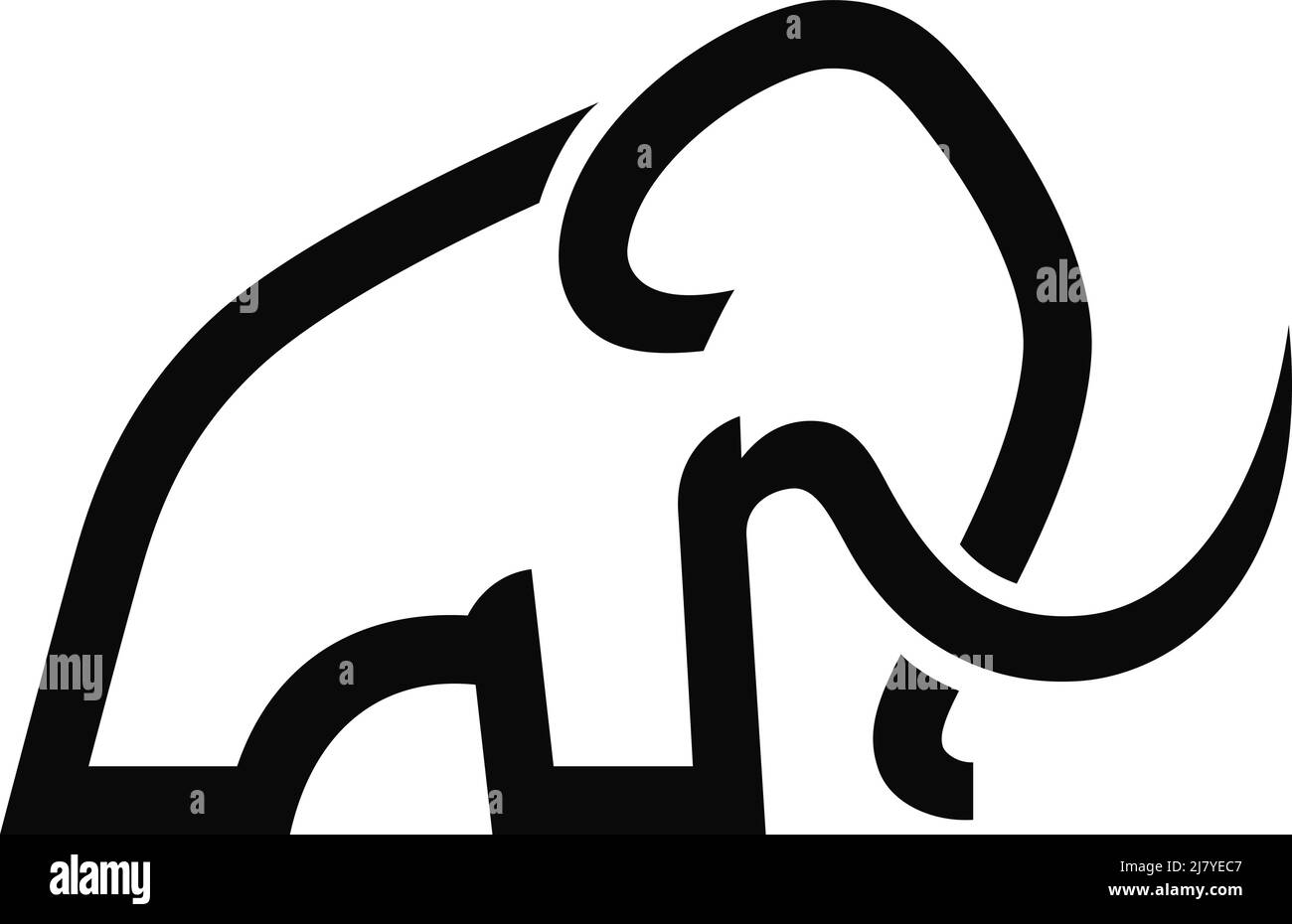 Vista laterale del logo Mammoth Elephant a una linea Illustrazione Vettoriale