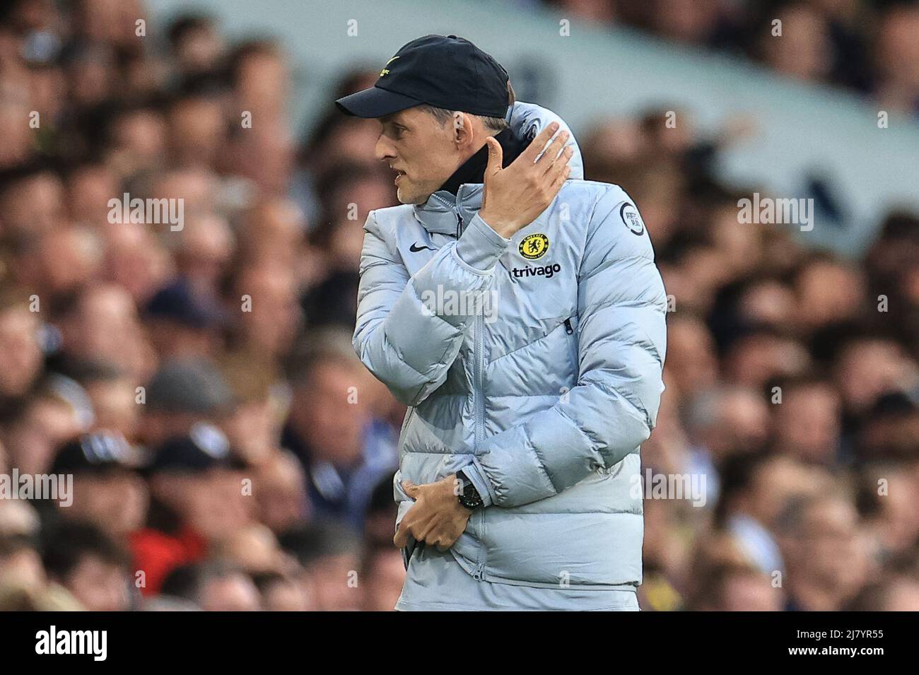 Thomas Tuchel manager di Chelsea reagisce durante il gioco Foto Stock