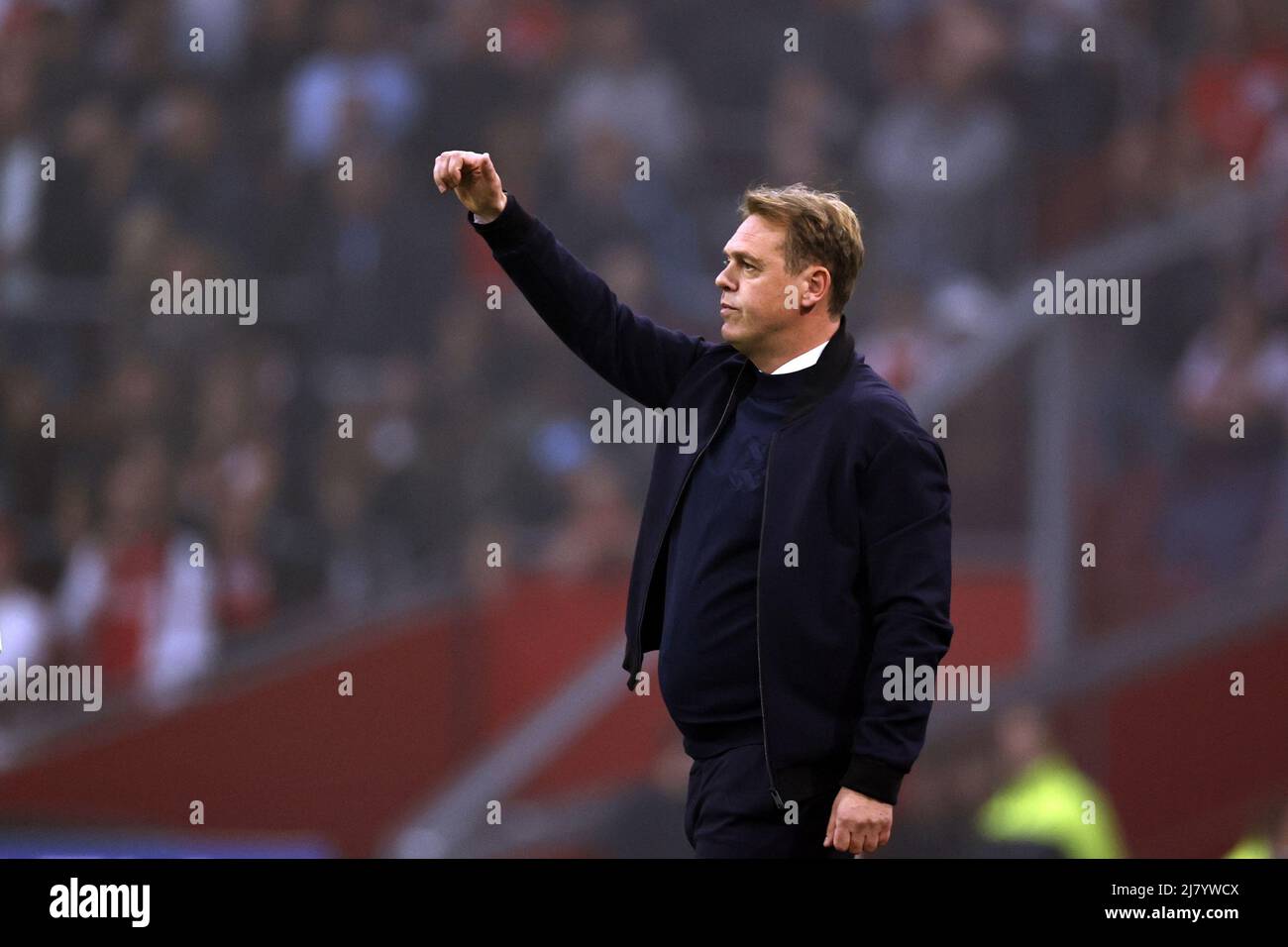 AMSTERDAM - SC Heerenveen Coach Ole Tobiasen durante la partita olandese Eredivie tra Ajax Amsterdam e sc Heerenveen alla Johan Cruijff Arena il 11 maggio 2022 ad Amsterdam, Paesi Bassi. ANP MAURICE VAN STEEN Foto Stock