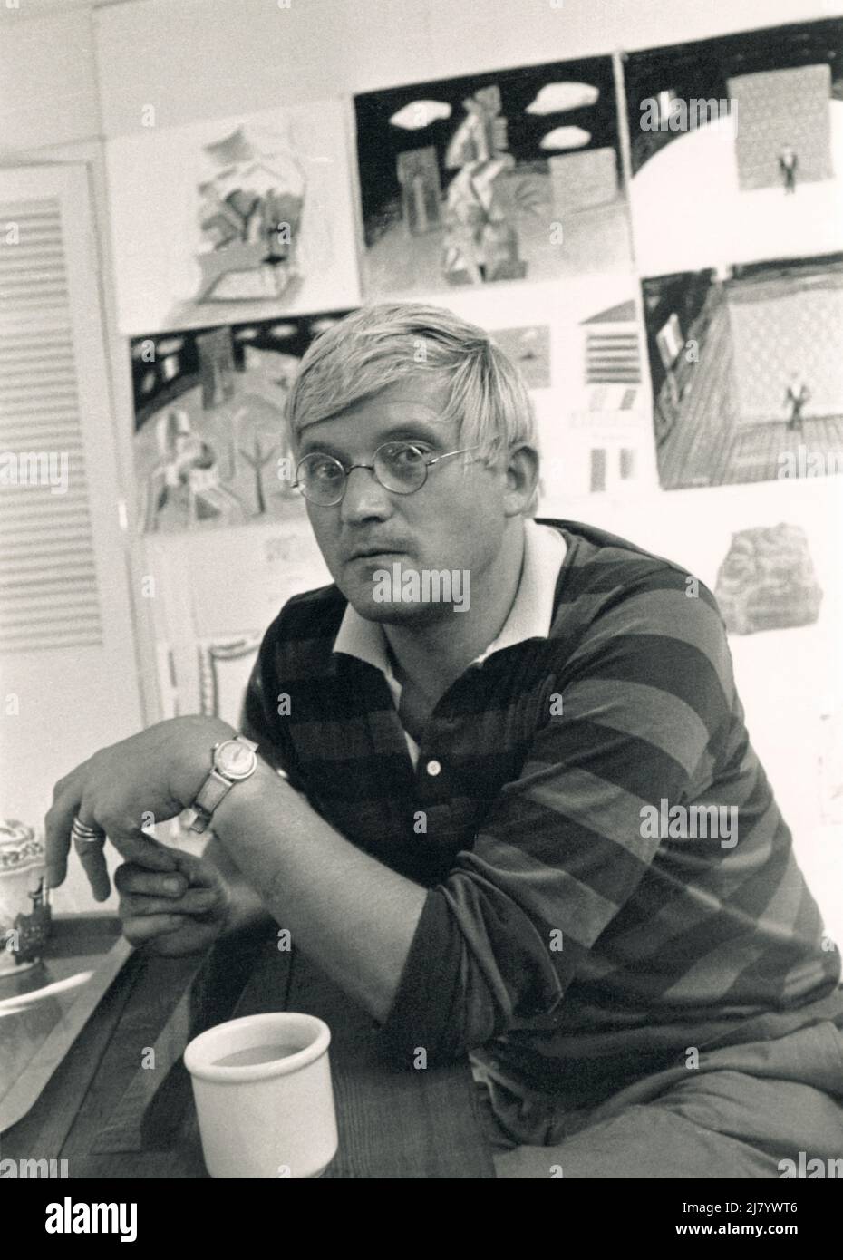 David Hockney nel suo studio, 1979 Foto Stock