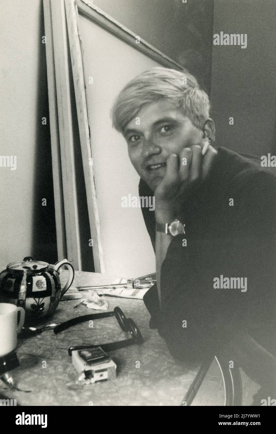 David Hockney nel suo studio, 1966 Foto Stock