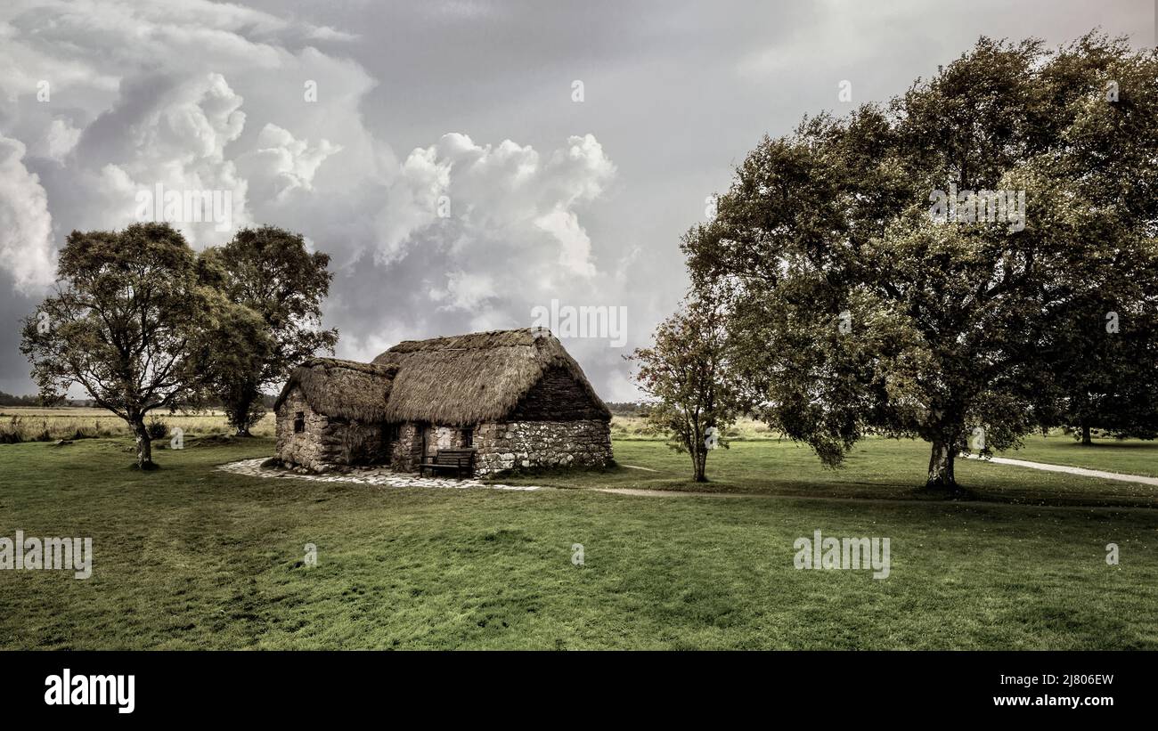 Leanach Cottage, campo di battaglia di Culloden Foto Stock