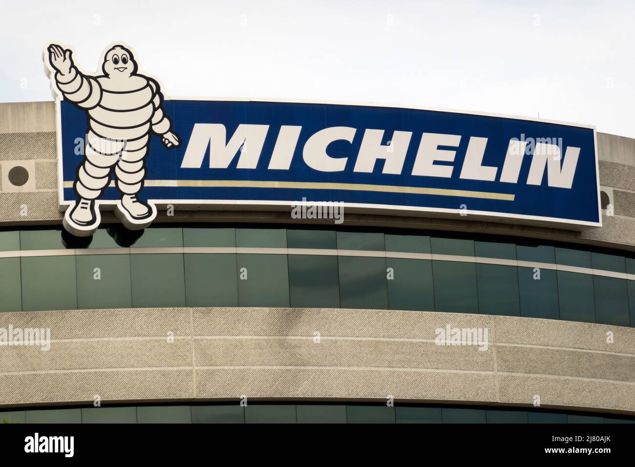 Cartello con la scritta Michelin sulla sede centrale di Greenville SC Foto Stock