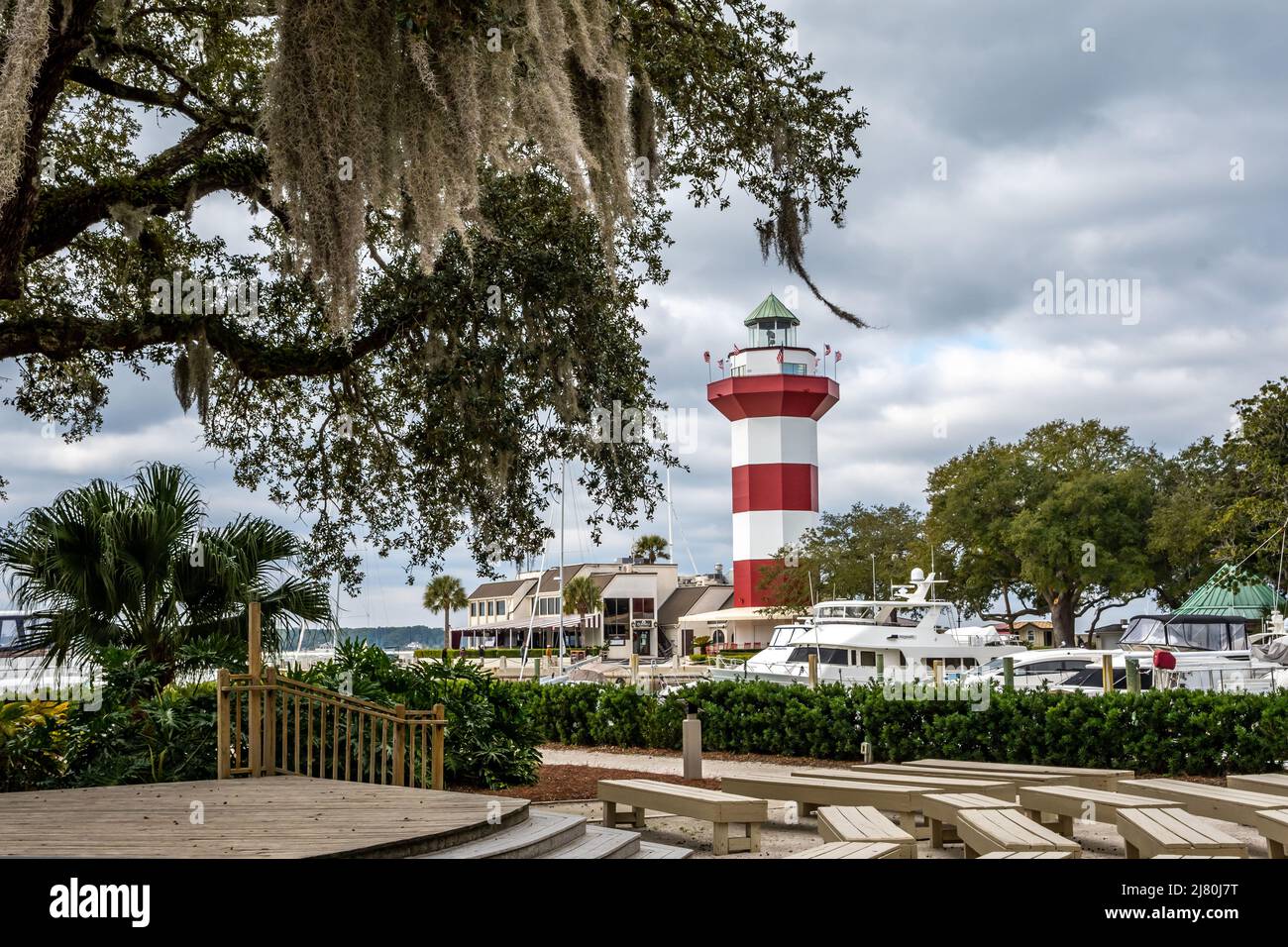 Faro di Harbour Town a Hilton Head Island, South Carolina Foto Stock