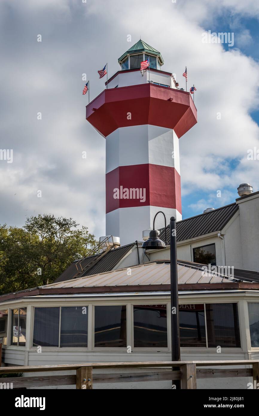 Faro di Harbour Town a Hilton Head Island, South Carolina Foto Stock