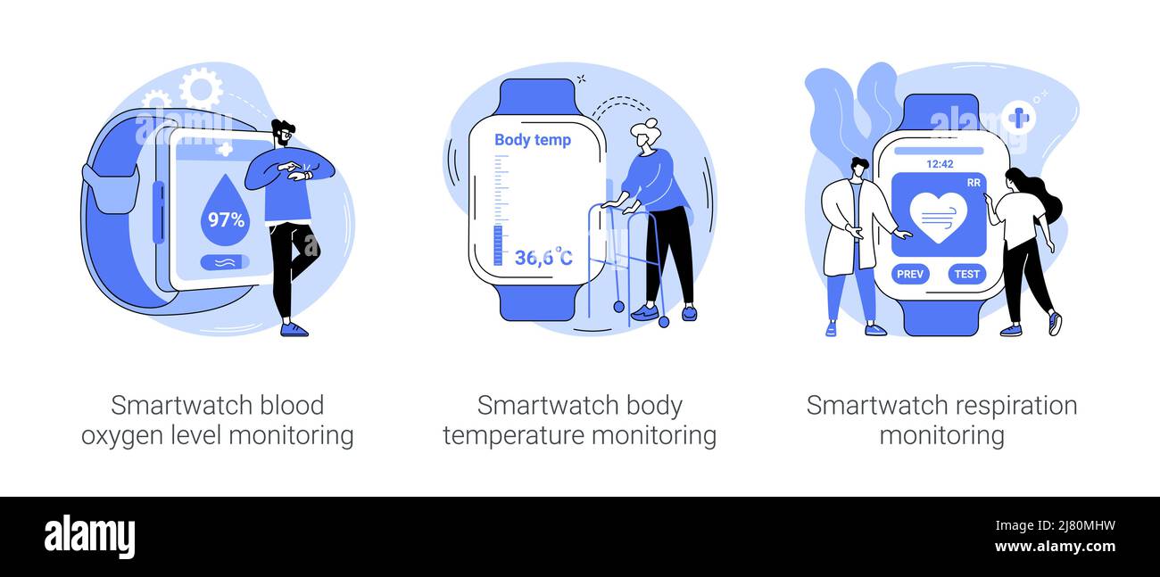 Tecnologie sanitarie smartwatch illustrazioni vettoriali isolate se Illustrazione Vettoriale