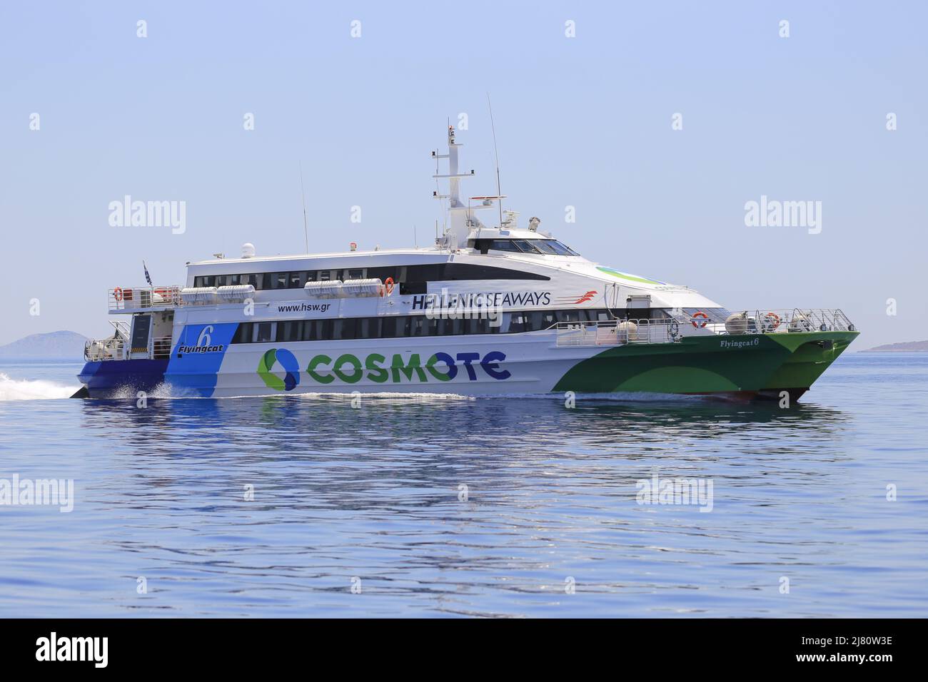 Nave traghetto Flyingcat 6 nella flotta di Hellenic Seaways che opera rotte nelle isole greche Foto Stock