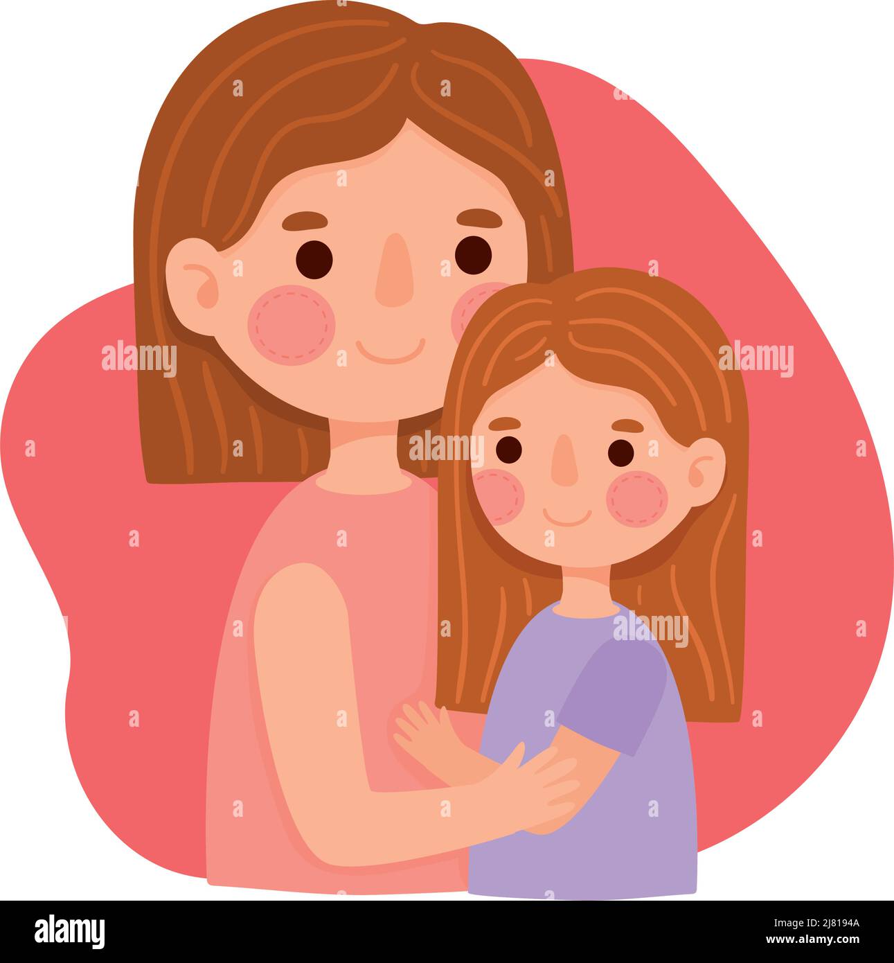 madre con i personaggi di amore della figlia Illustrazione Vettoriale