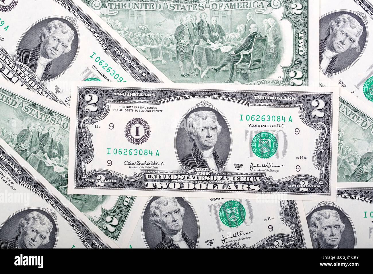 Americano due dollari un background di affari Foto Stock