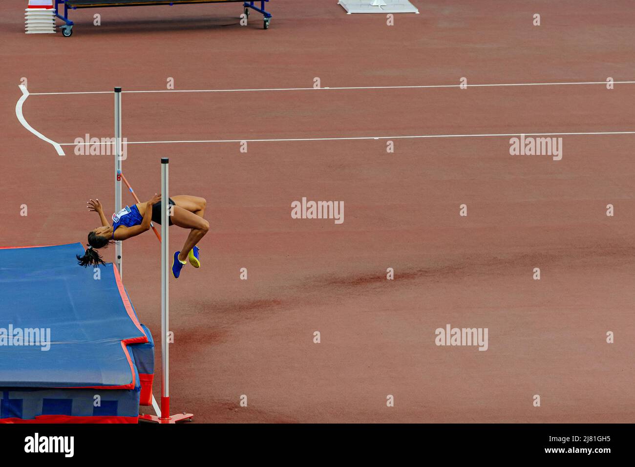 atleta femminile di alto salto in atletica evento Foto Stock