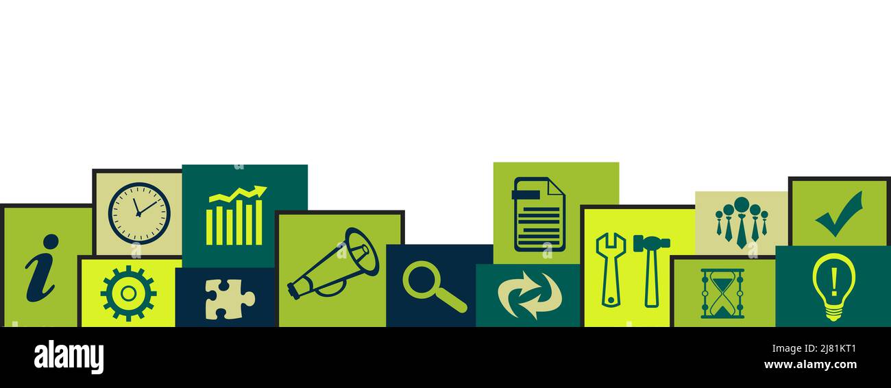 Business Symbols Green Turquoise scatole fondo Foto Stock