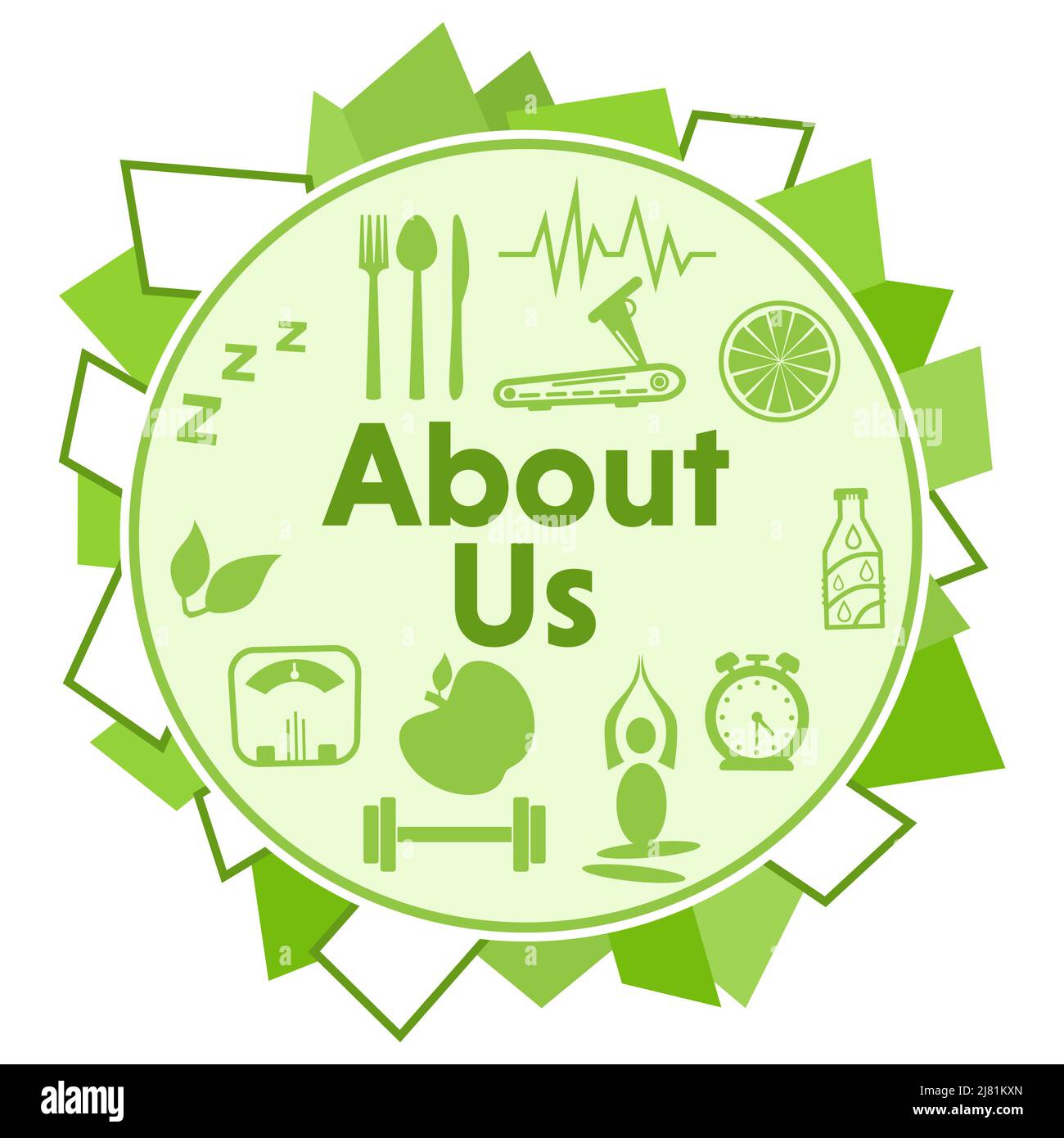 Chi siamo Green Random Shapes Circular Health Symbols Foto Stock