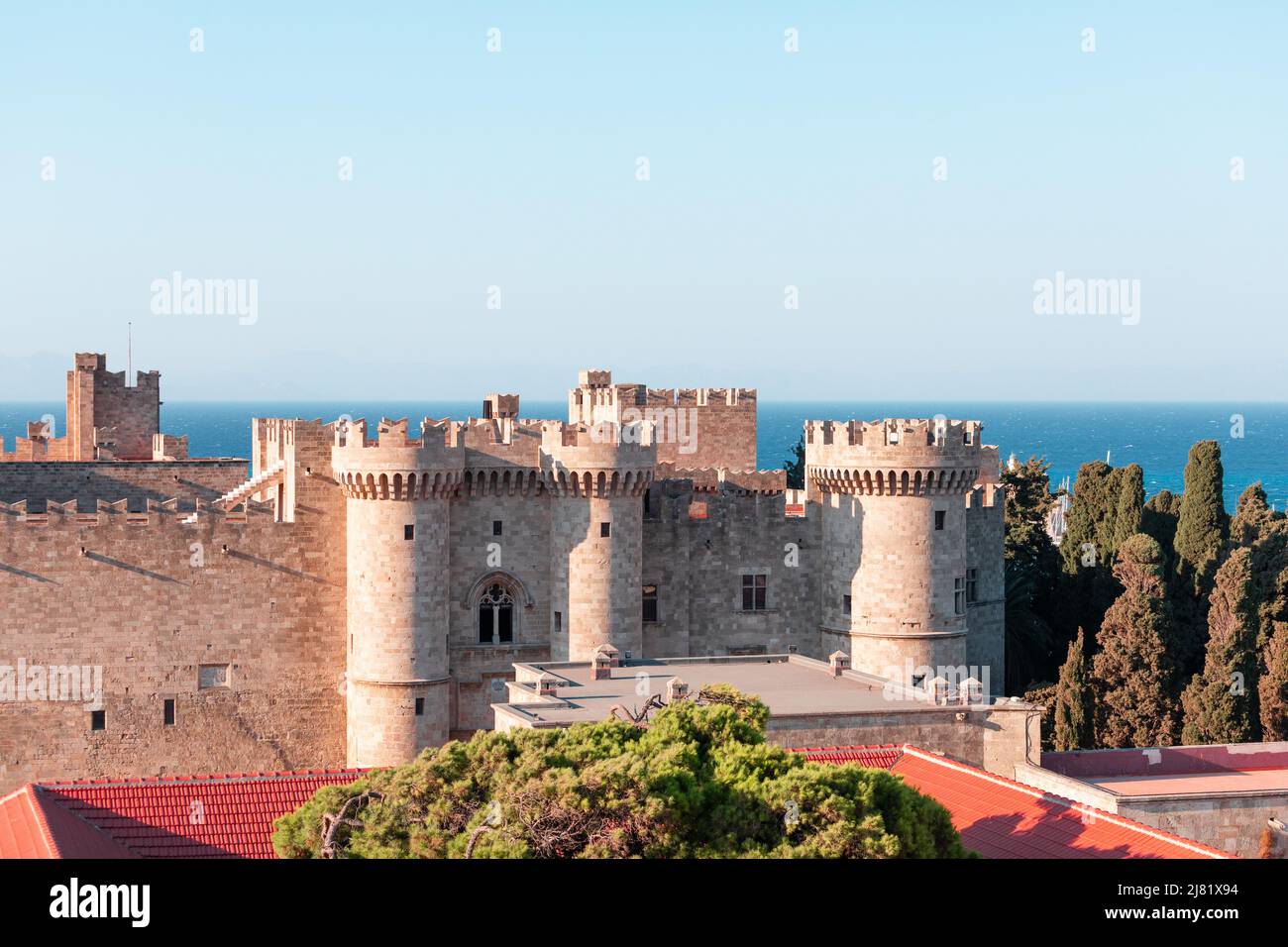 Fortezza di Rodi o Palazzo dei Maestri sull'isola di Rodi, Grecia Foto Stock