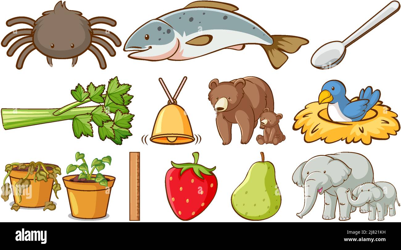 Animali carini e altre piante illustrazione Illustrazione Vettoriale