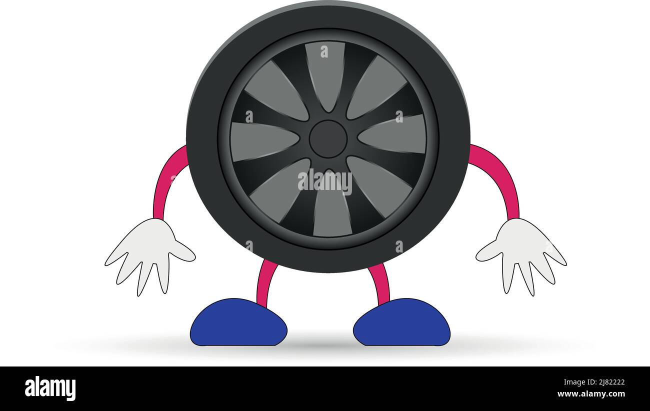 illustrazione. carattere pneumatico. vettore ruota di servizio auto Illustrazione Vettoriale