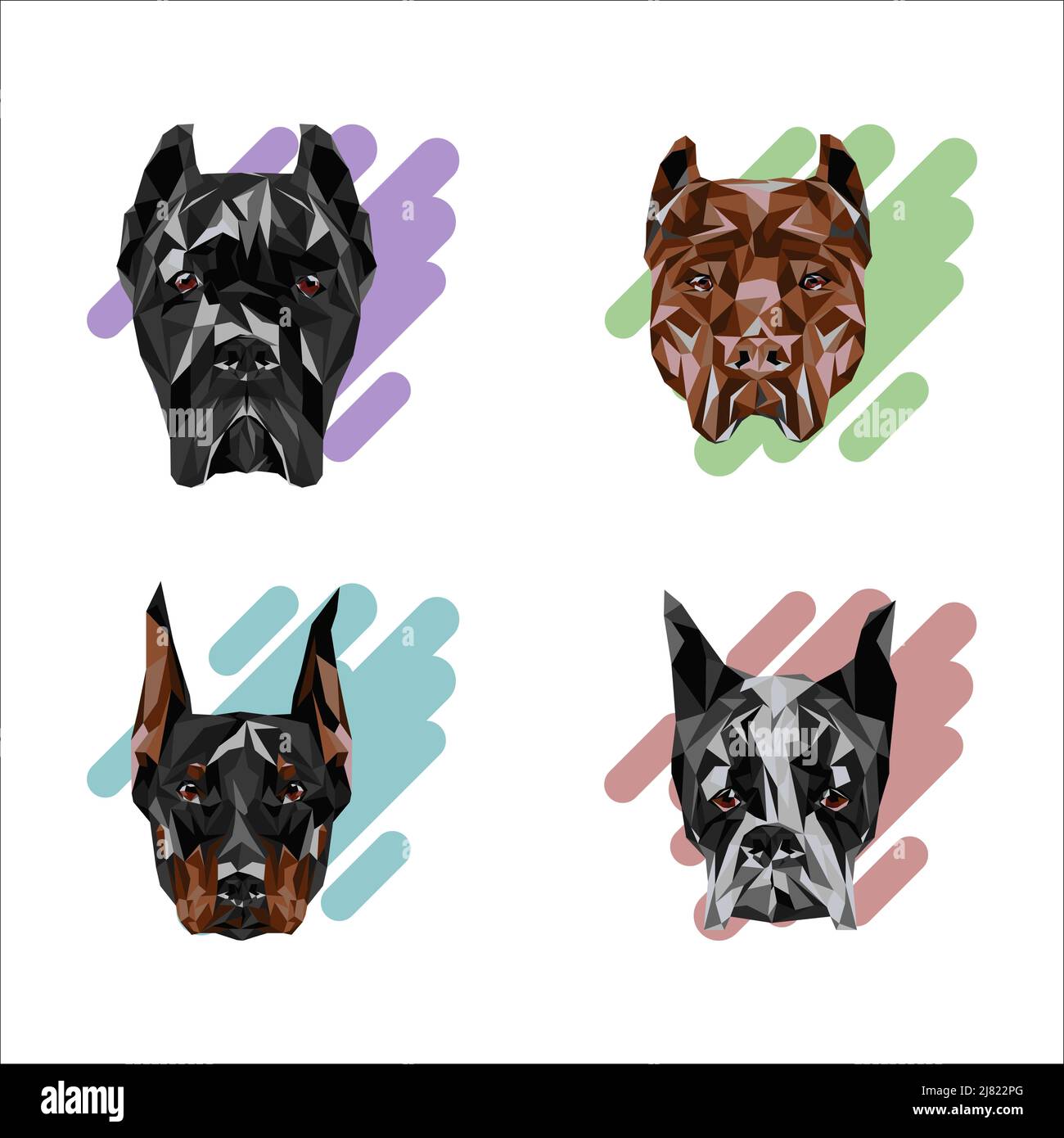 Set di cani in cubismo Illustrazione Vettoriale