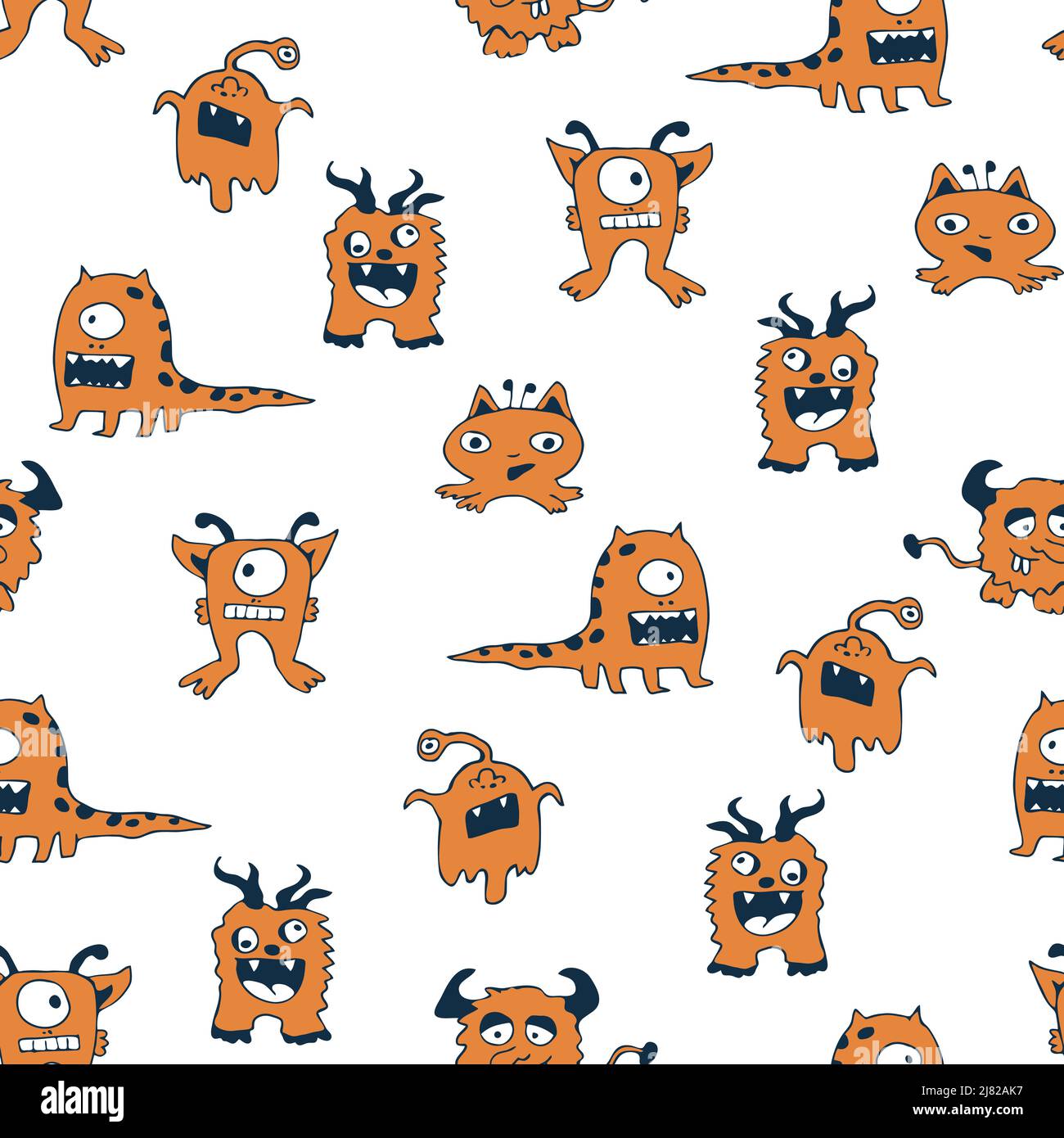 Pattern vettoriale senza cuciture con cartoni animati su sfondo bianco semplice design per carta da parati carino per bambini. Tessile moda bambini. Illustrazione Vettoriale
