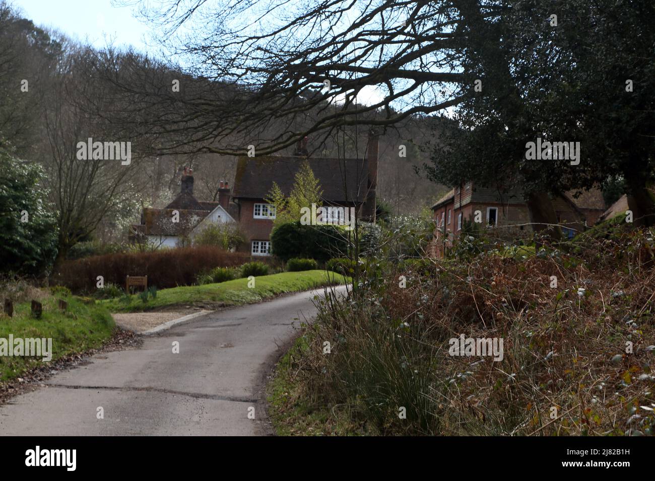 Friday Street Surrey England Road che conduce al Friday Cottage Foto Stock