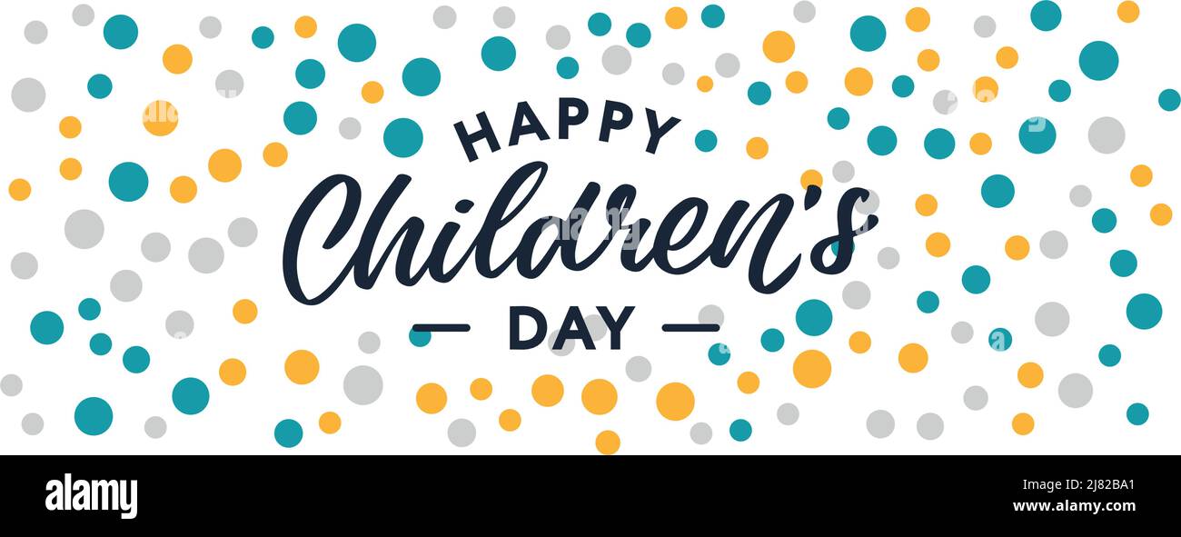 Buon giorno dei bambini. Frase vacanza. Lettere vettoriali disegnate a mano Illustrazione Vettoriale