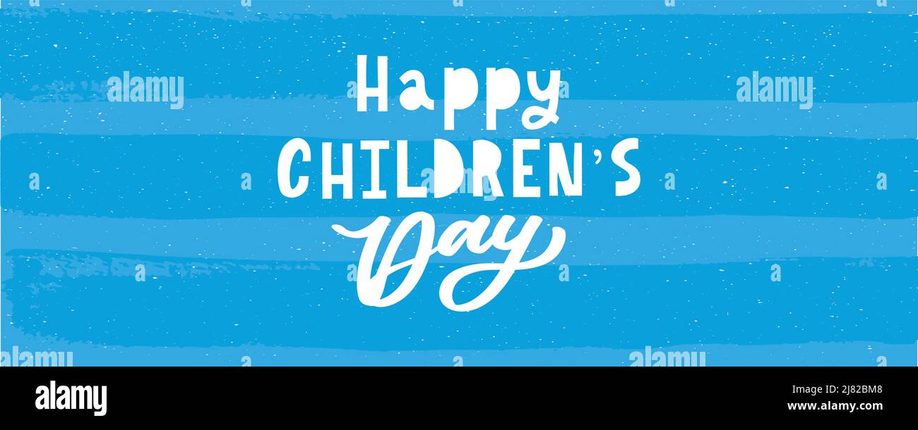 Buon giorno dei bambini. Frase vacanza. Lettere vettoriali disegnate a mano Illustrazione Vettoriale