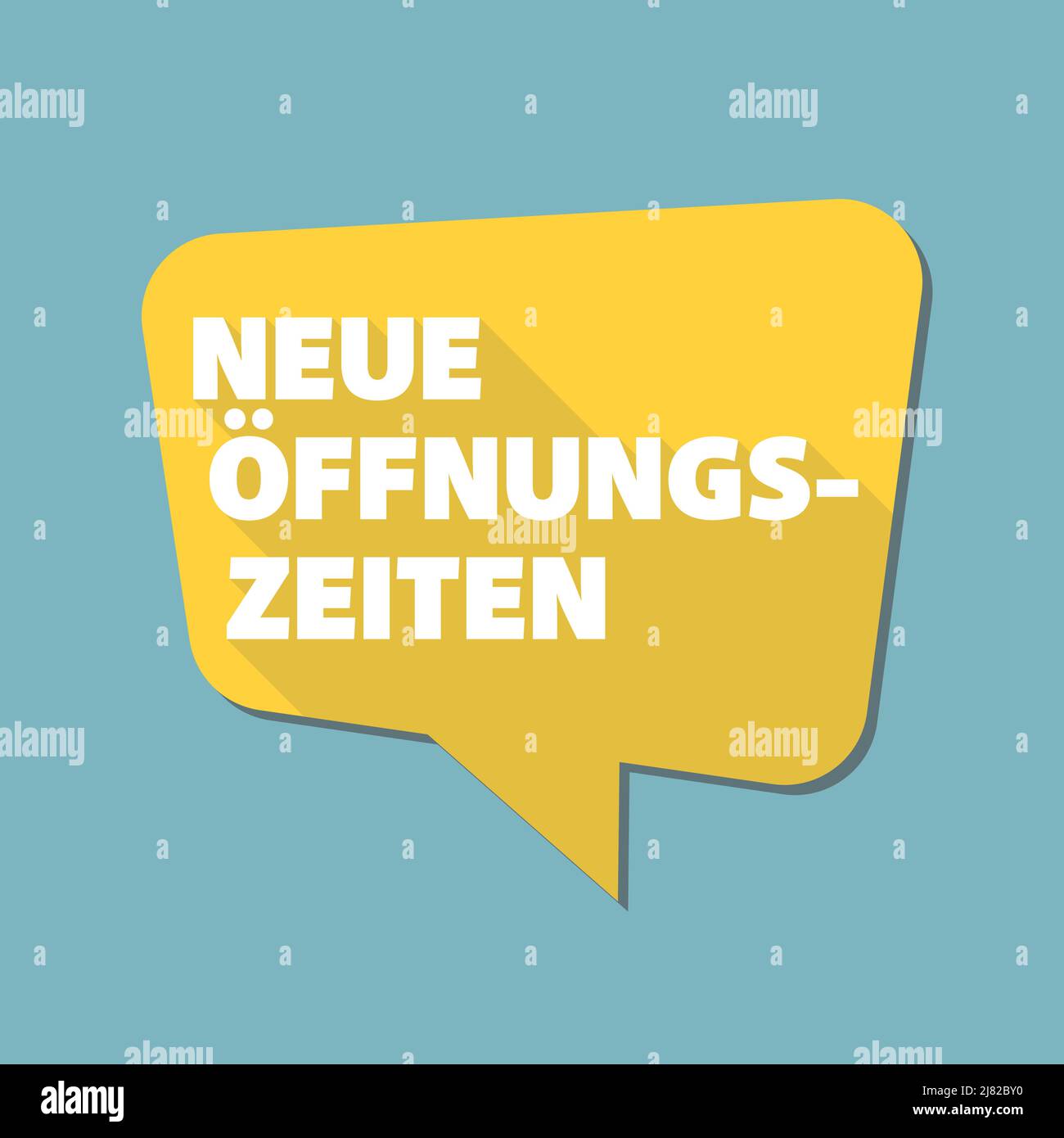 Fumetto con testo NEUE OFFNUNGSZEITEN, tedesco per nuovi orari di apertura o orario di lavoro cambiato, illustrazione vettoriale Illustrazione Vettoriale