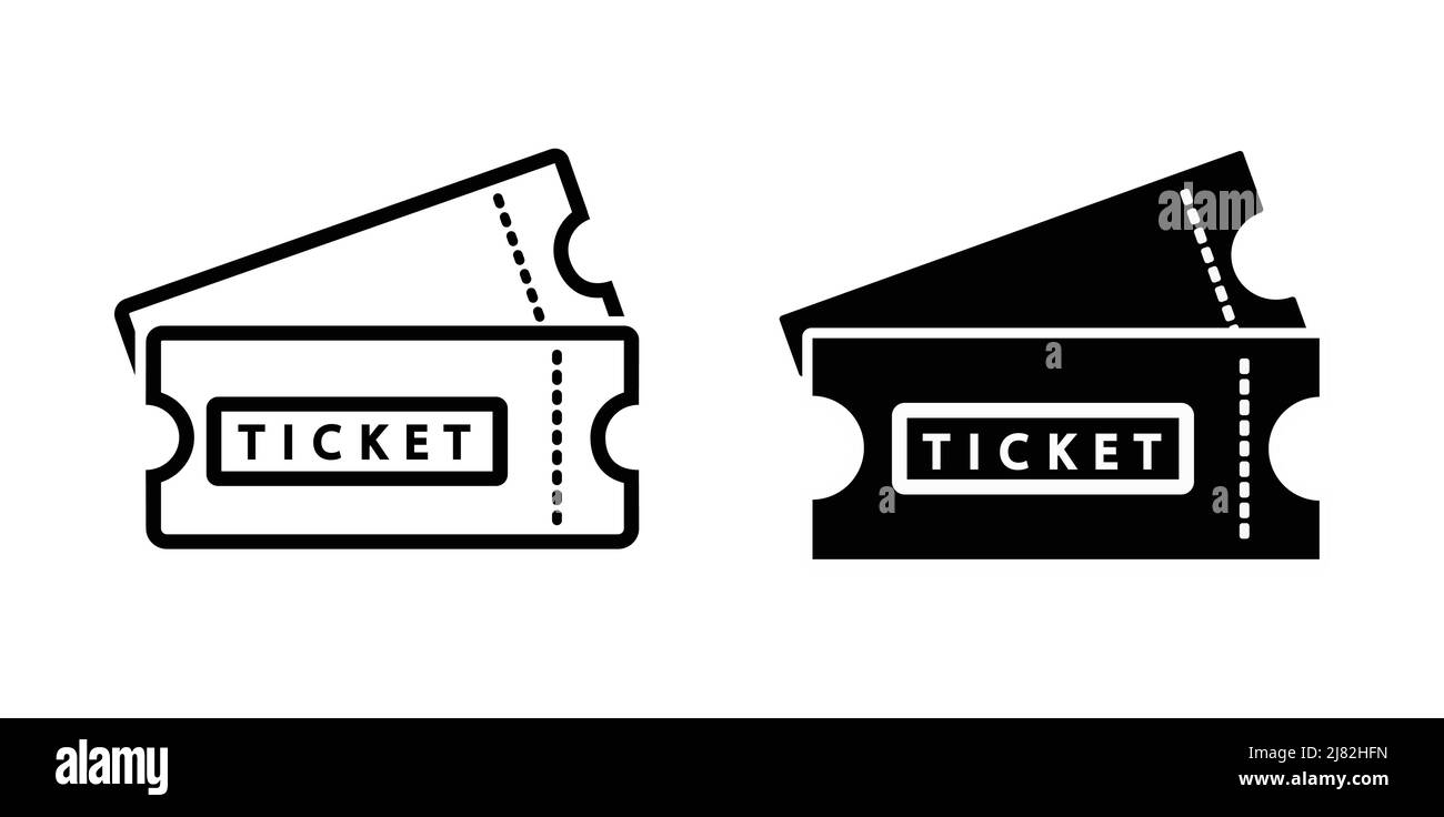 Illustrazione vettoriale del biglietto con semplice design in bianco e nero. Icona del ticket Illustrazione Vettoriale