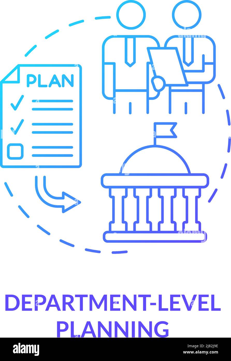 Icona del concetto di gradiente blu per la pianificazione a livello di reparto Illustrazione Vettoriale