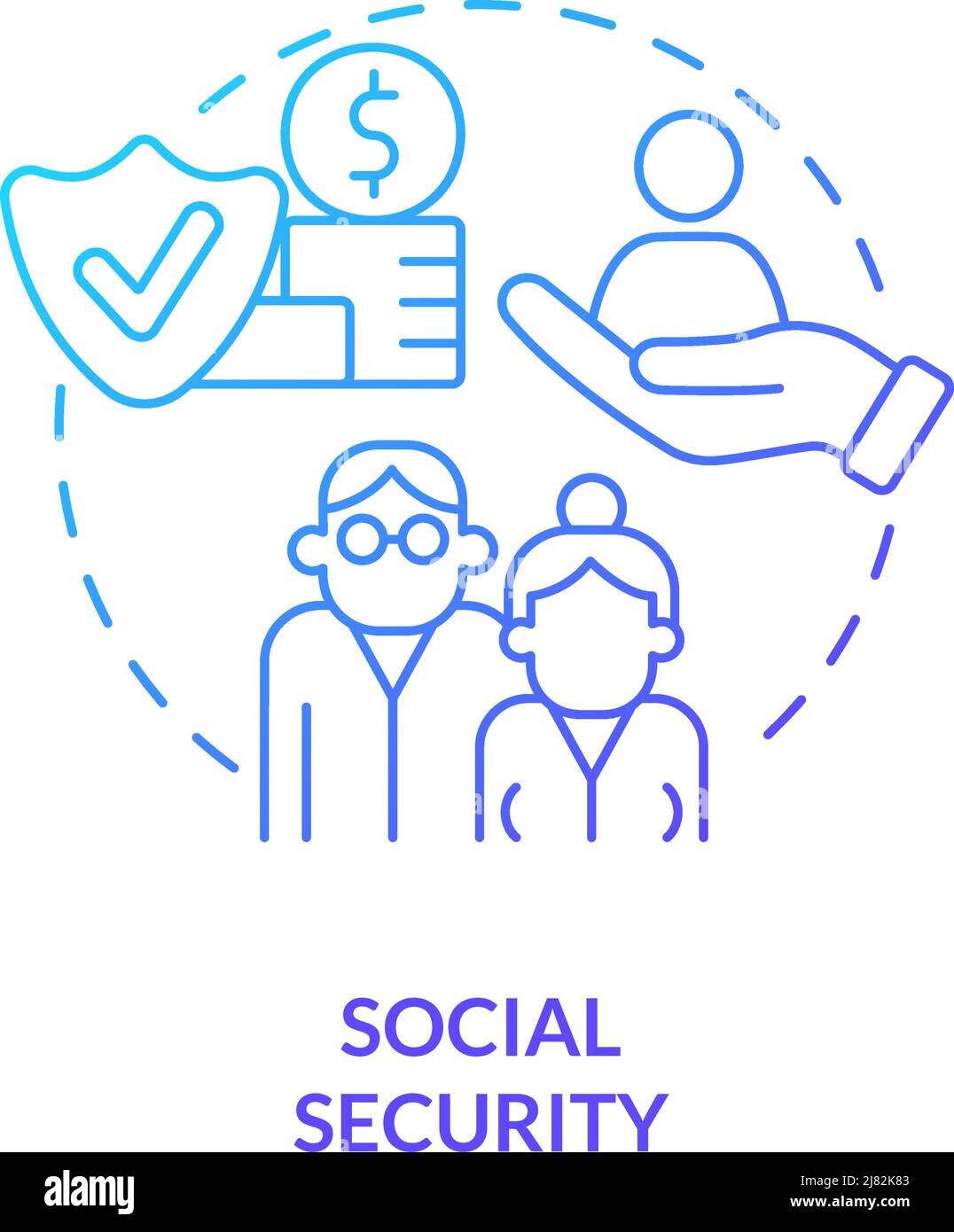 Icona del concetto di gradiente blu per la previdenza sociale Illustrazione Vettoriale