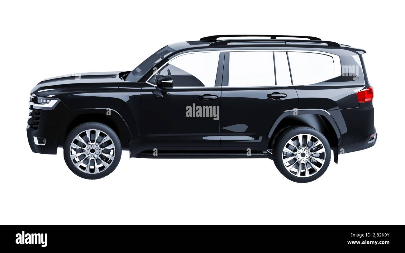 SUV nero isolato su sfondo bianco modello 3D Foto Stock