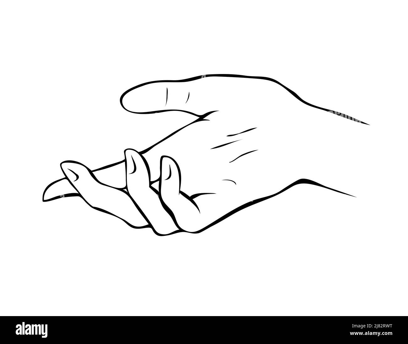 Profilo femminile della mano. Gesto della mano. Disegno isolato in bianco e  nero vettoriale Immagine e Vettoriale - Alamy