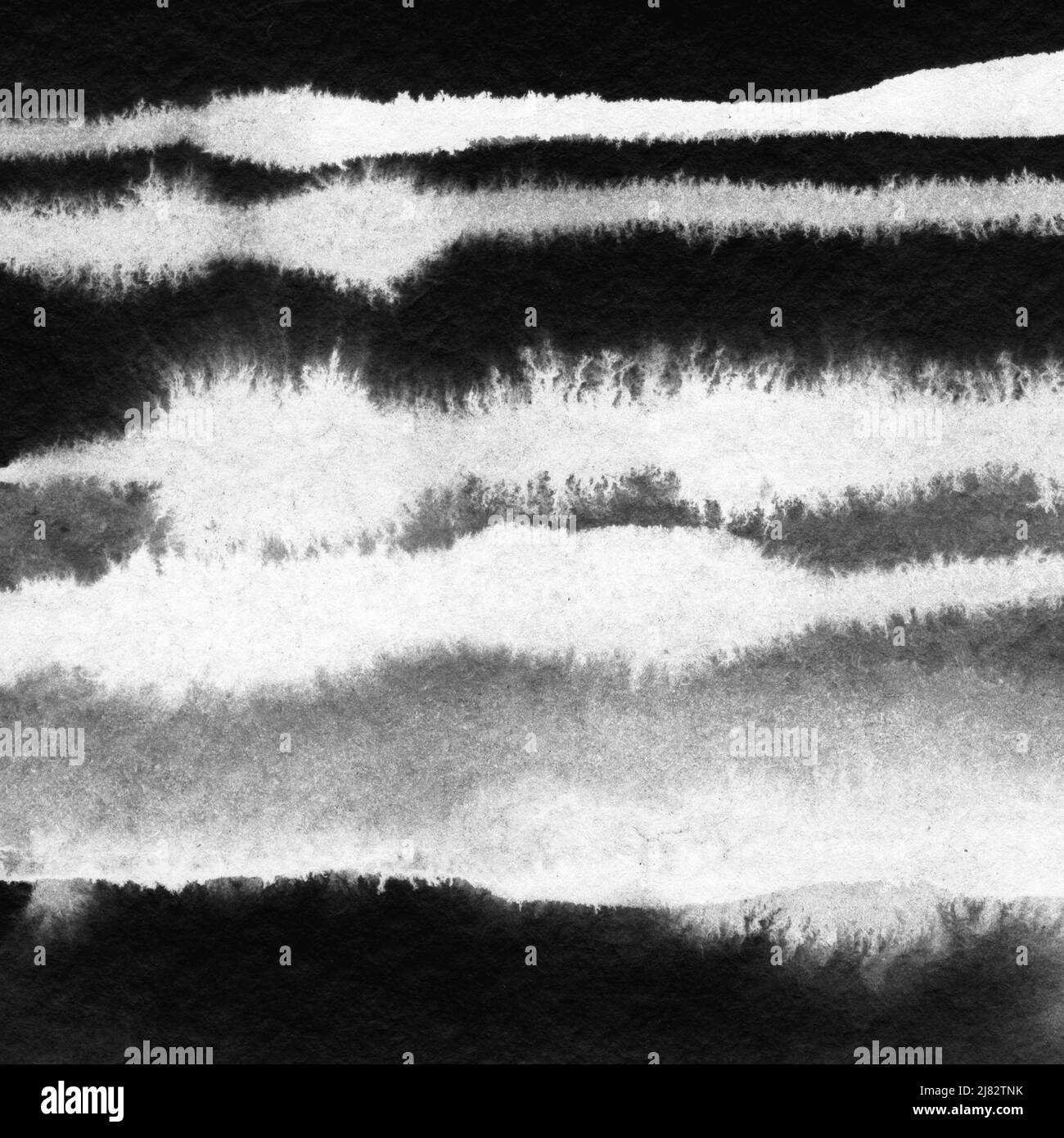 Astratto paesaggio inchiostro disegno a mano. Bianco e nero paesaggio invernale con fiume. Banner poster di sfondo per carte di illustrazione disegnate a mano minimalistico. Linee nere disegnate a mano con acquerello. Foto Stock