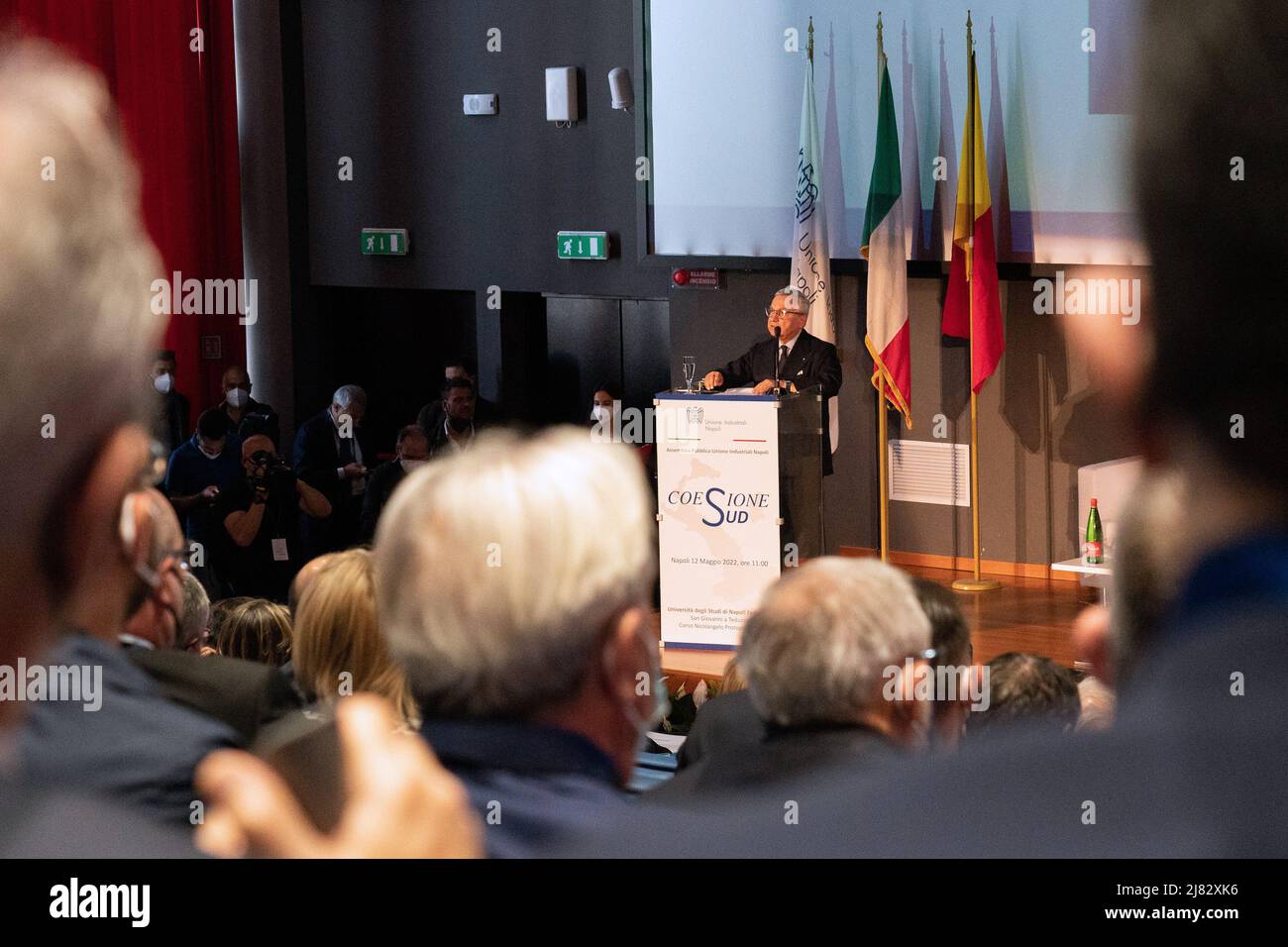 Napoli, Italia. 12th maggio 2022. Giovedì 12 maggio l’Unione industriale di Napoli ha organizzato l’Assemblea pubblica “coesione Sud” presso l’Università Federico II di Napoli, complesso San Giovanni A Teduccio. Credit: Independent Photo Agency/Alamy Live News Foto Stock