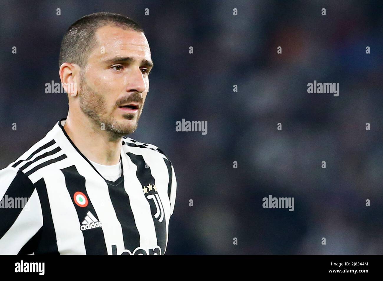 Il difensore italiano della Juventus, Leonardo Bonucci, si presenta durante la finale della Coppa Italia tra Juventus e Inter allo Stadio Olimpico di Roma, centro Italia, il 11 maggio 2022. Foto Stock